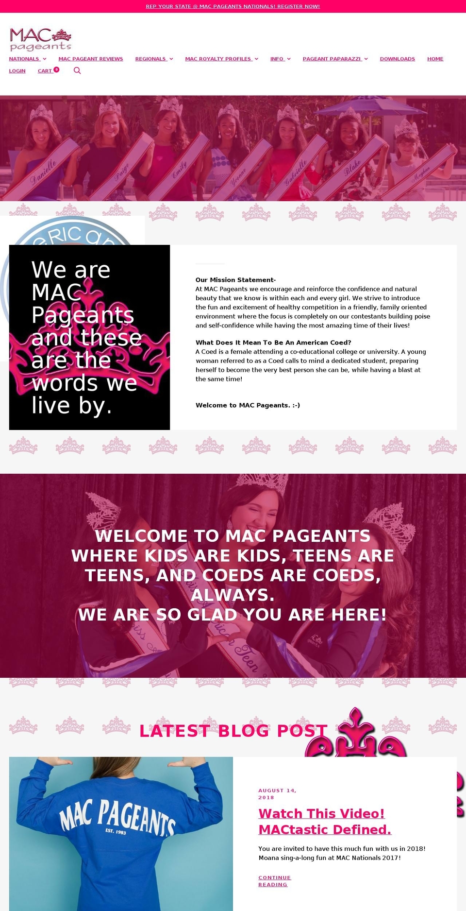 pageantsunlimited.com — Shopify storefront screenshot
