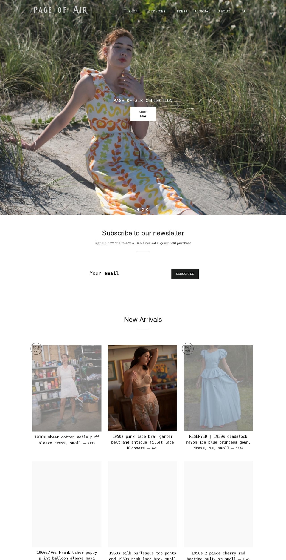 pageofair.com shopify website screenshot