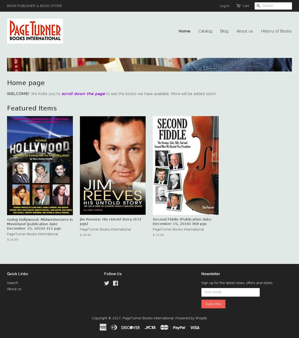 pageturnerbooks.biz shopify website screenshot