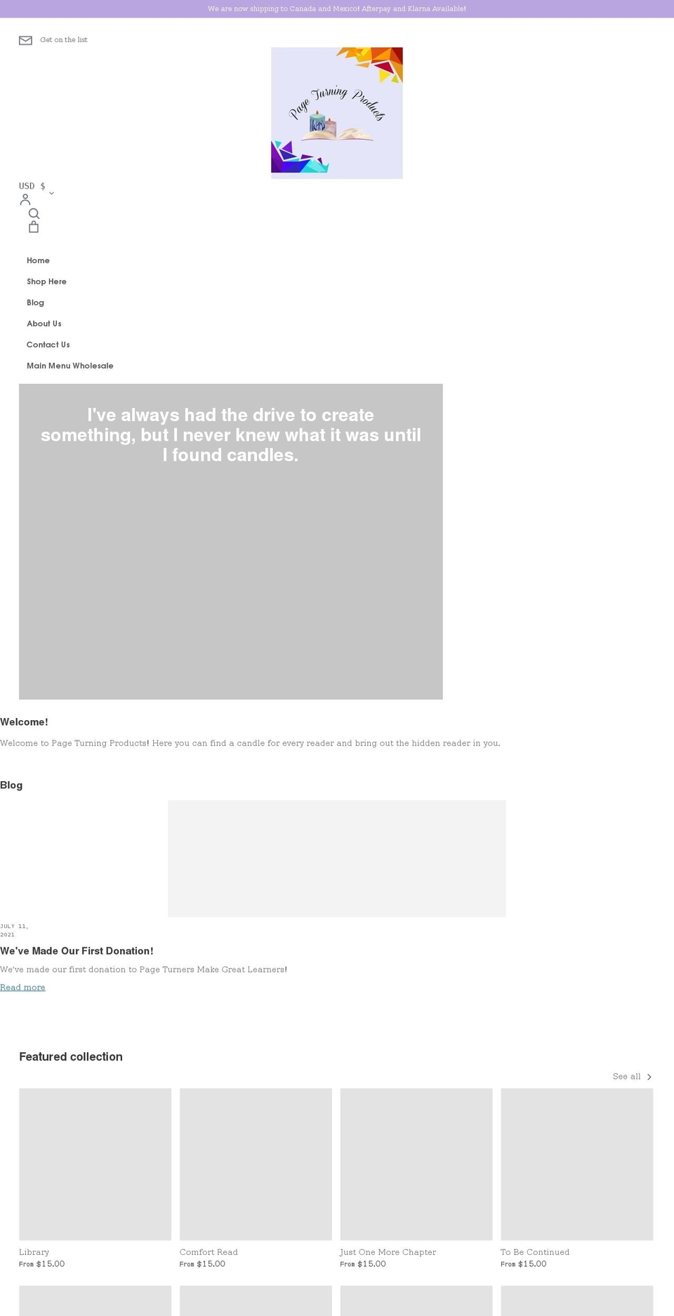 pageturningproducts.com shopify website screenshot