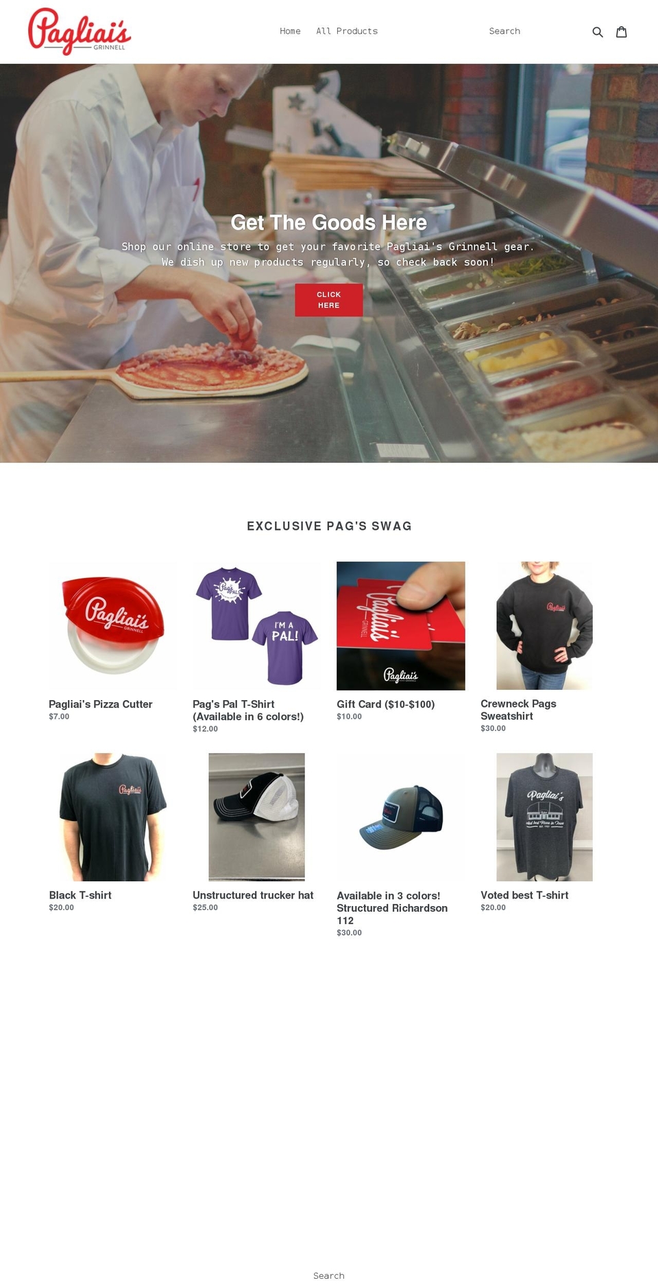 pagliais-grinnell.myshopify.com shopify website screenshot