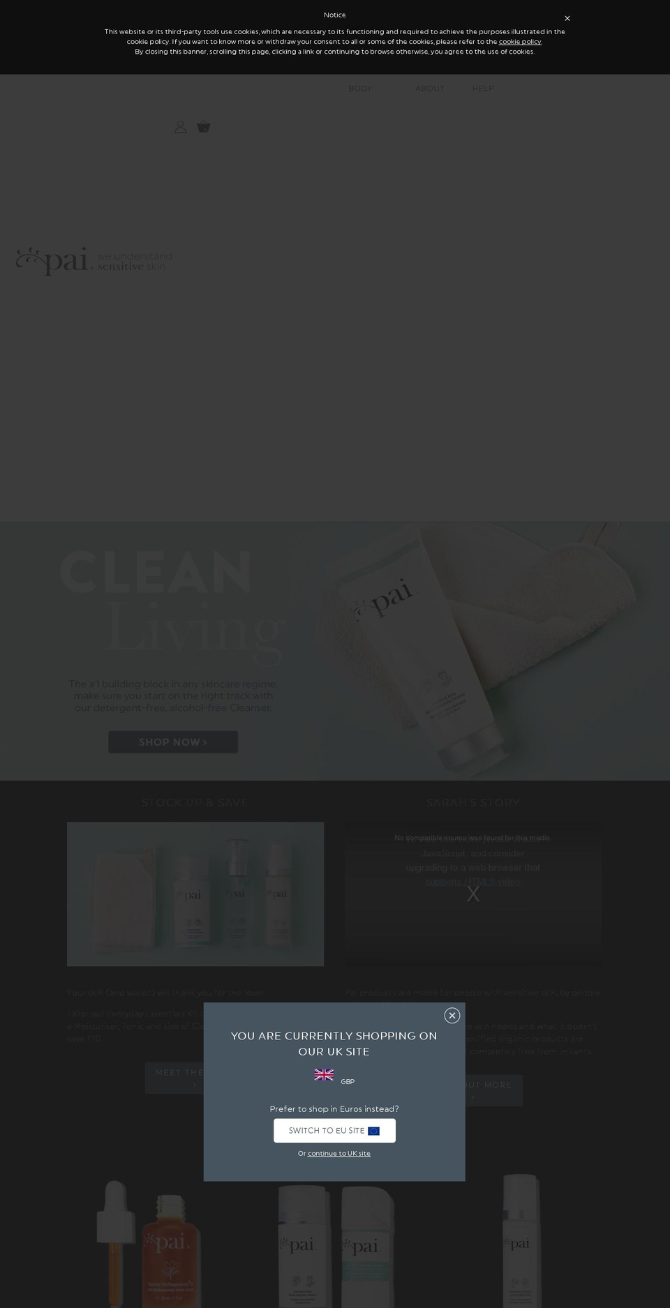 Pai 1.4 Auto Geo Popup Shopify theme site example pai-skincare.com