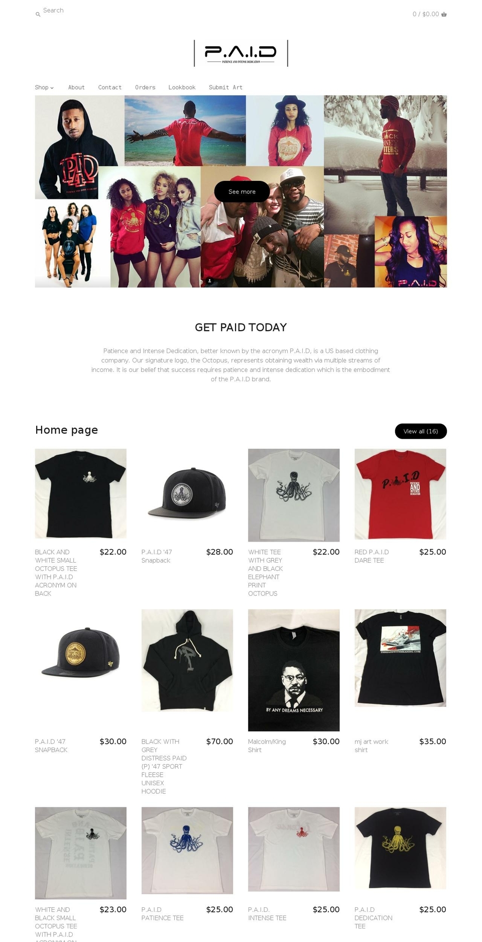 paidclothingonline.com shopify website screenshot