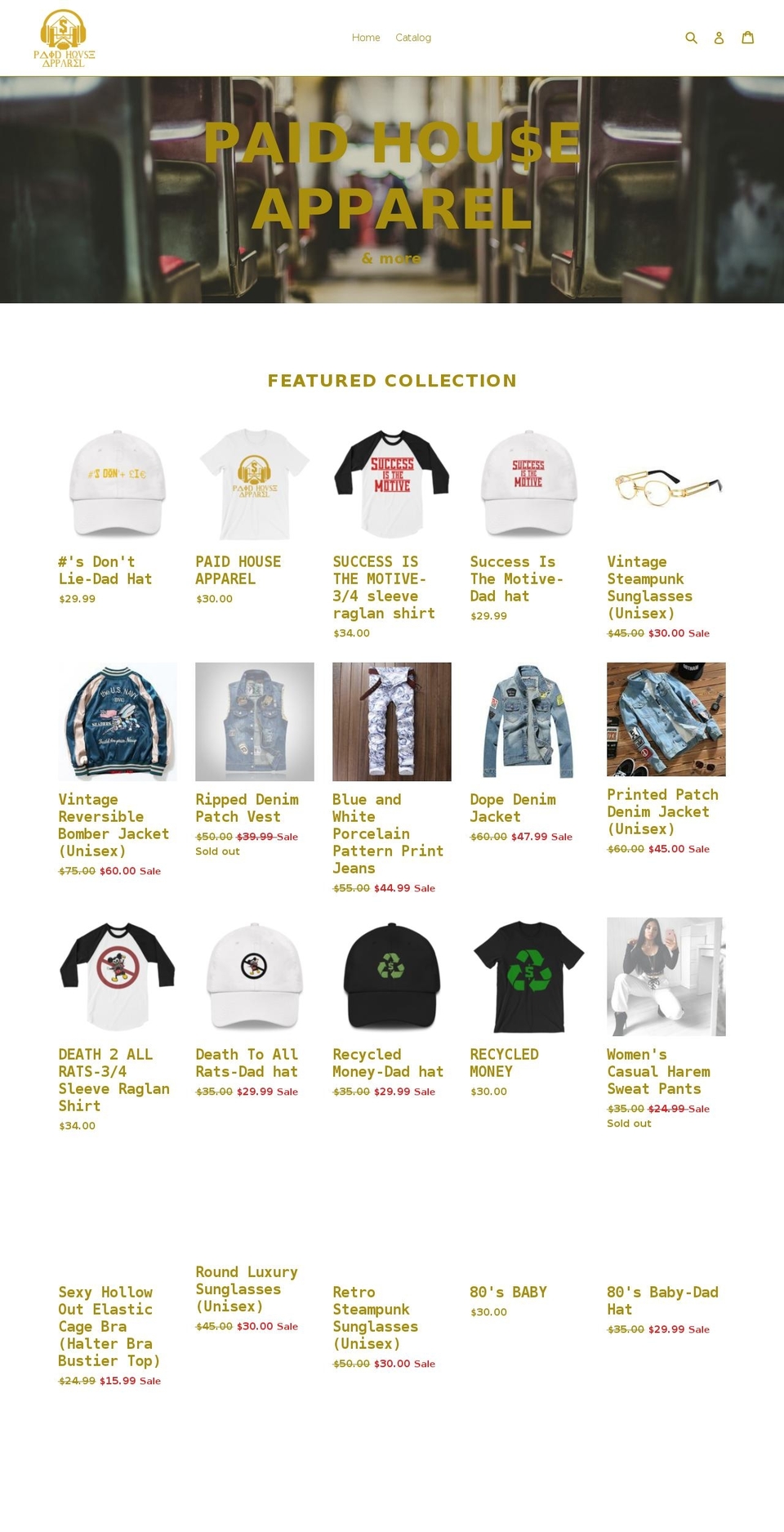 paidhouseapparel.com — Shopify storefront screenshot