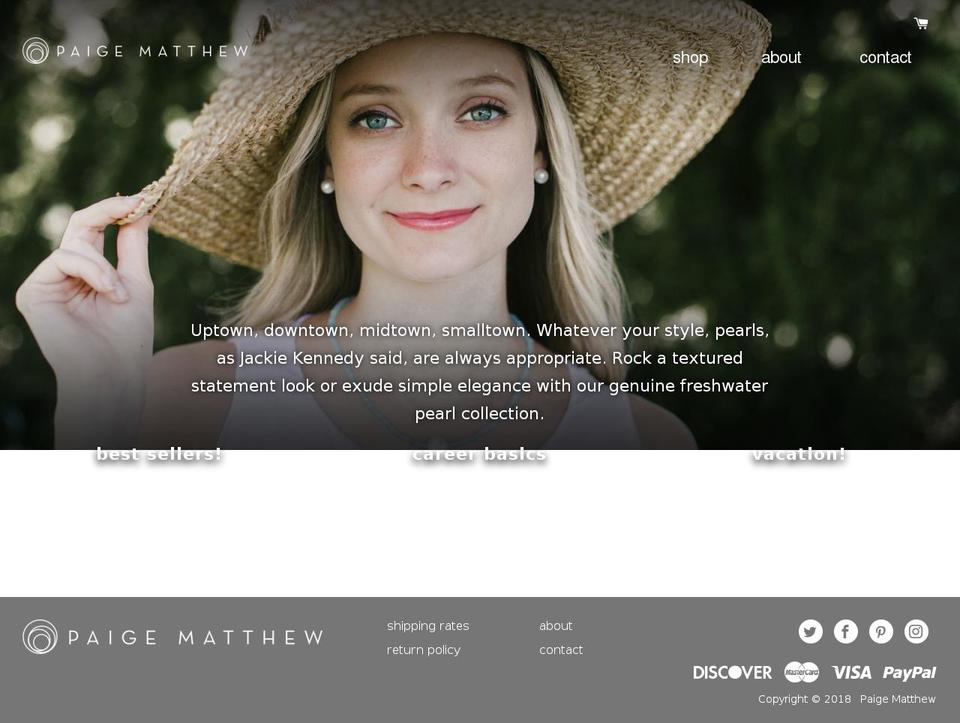 paigematthew.com shopify website screenshot