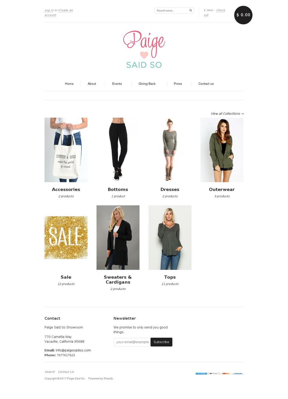 paigesaidso.com shopify website screenshot