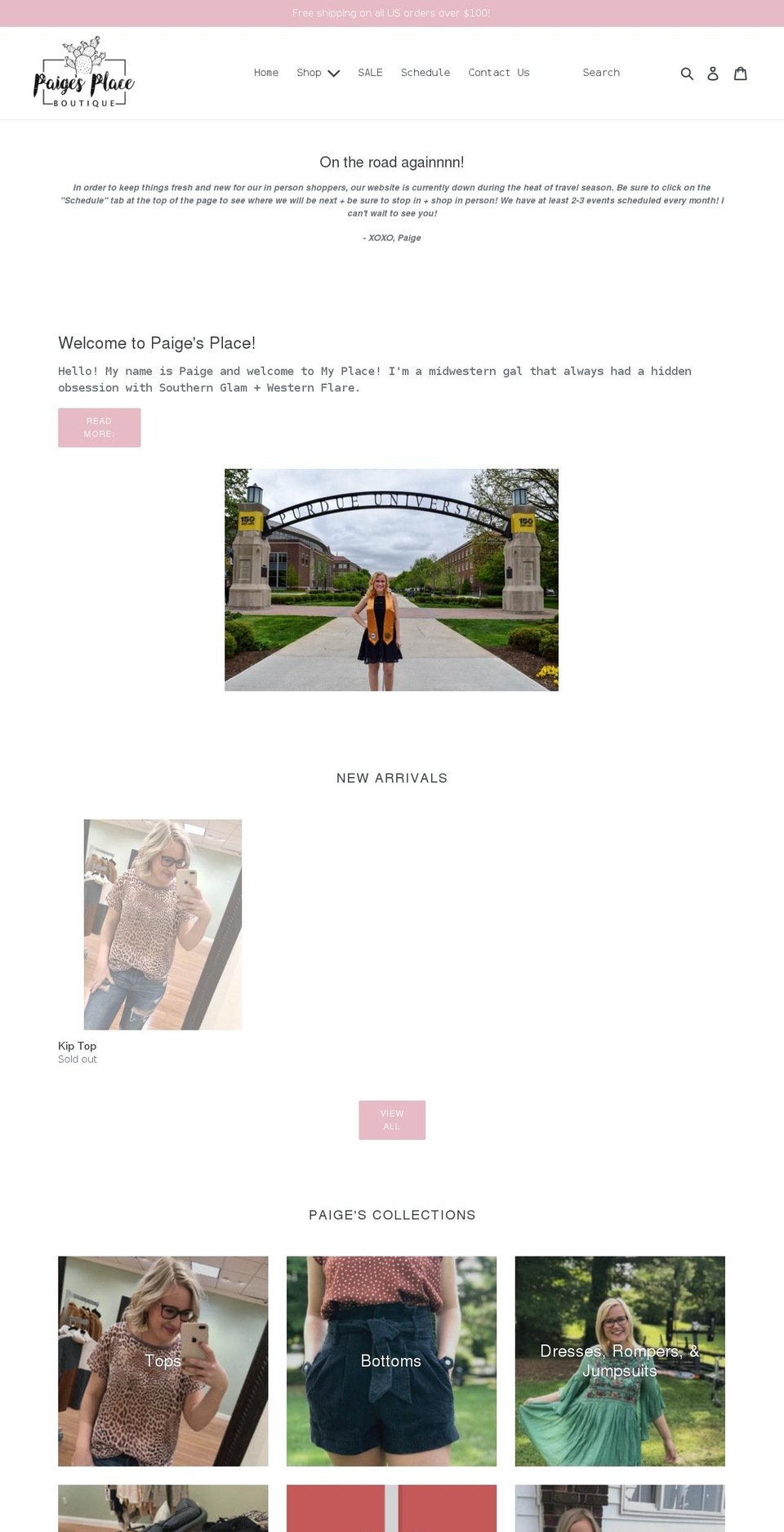 paigesplaceboutique.com shopify website screenshot