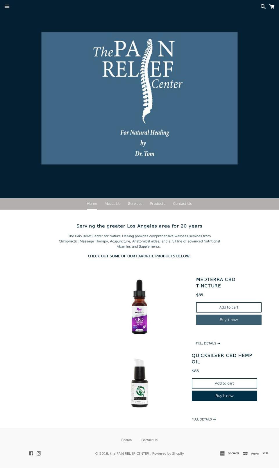 painreliefcenterla.com — Shopify storefront screenshot