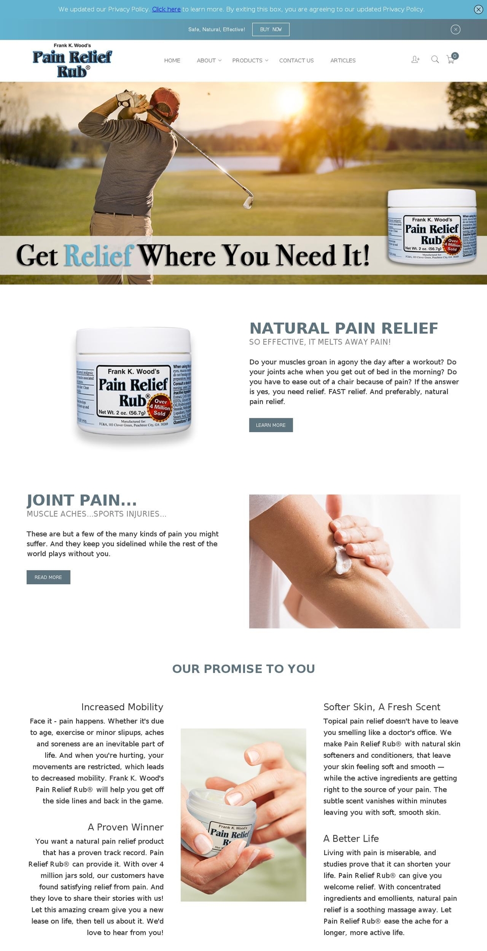 painreliefrub.com shopify website screenshot