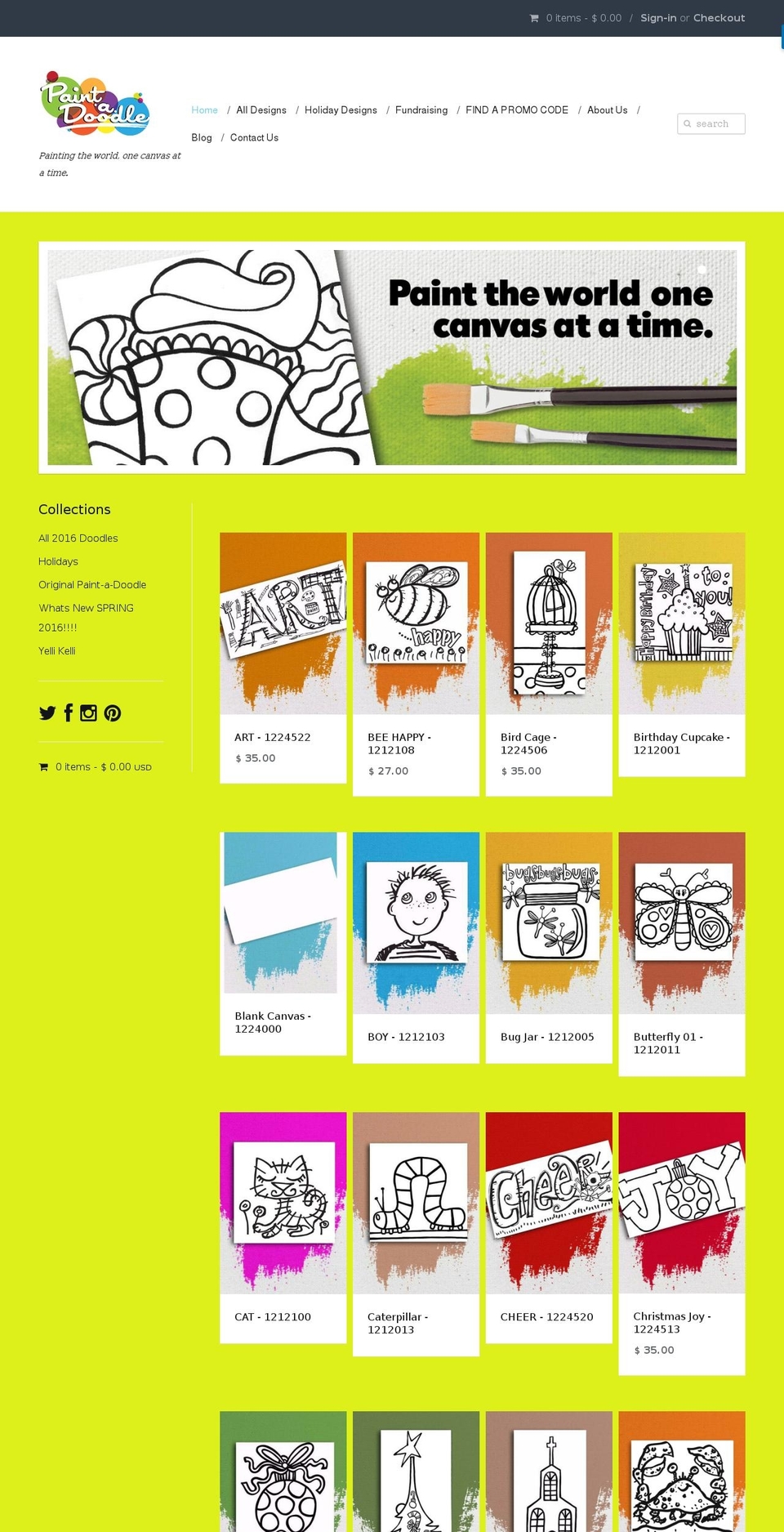 paintadoodle.com shopify website screenshot