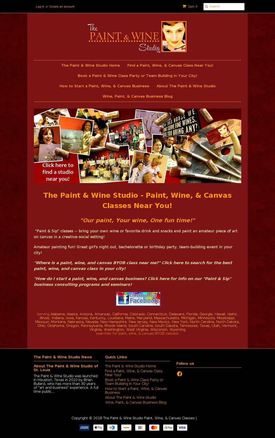 paintandwineclasses.com — Shopify storefront screenshot