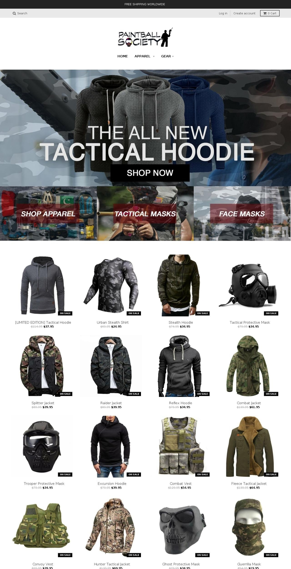 paintballsociety.com — Shopify storefront screenshot