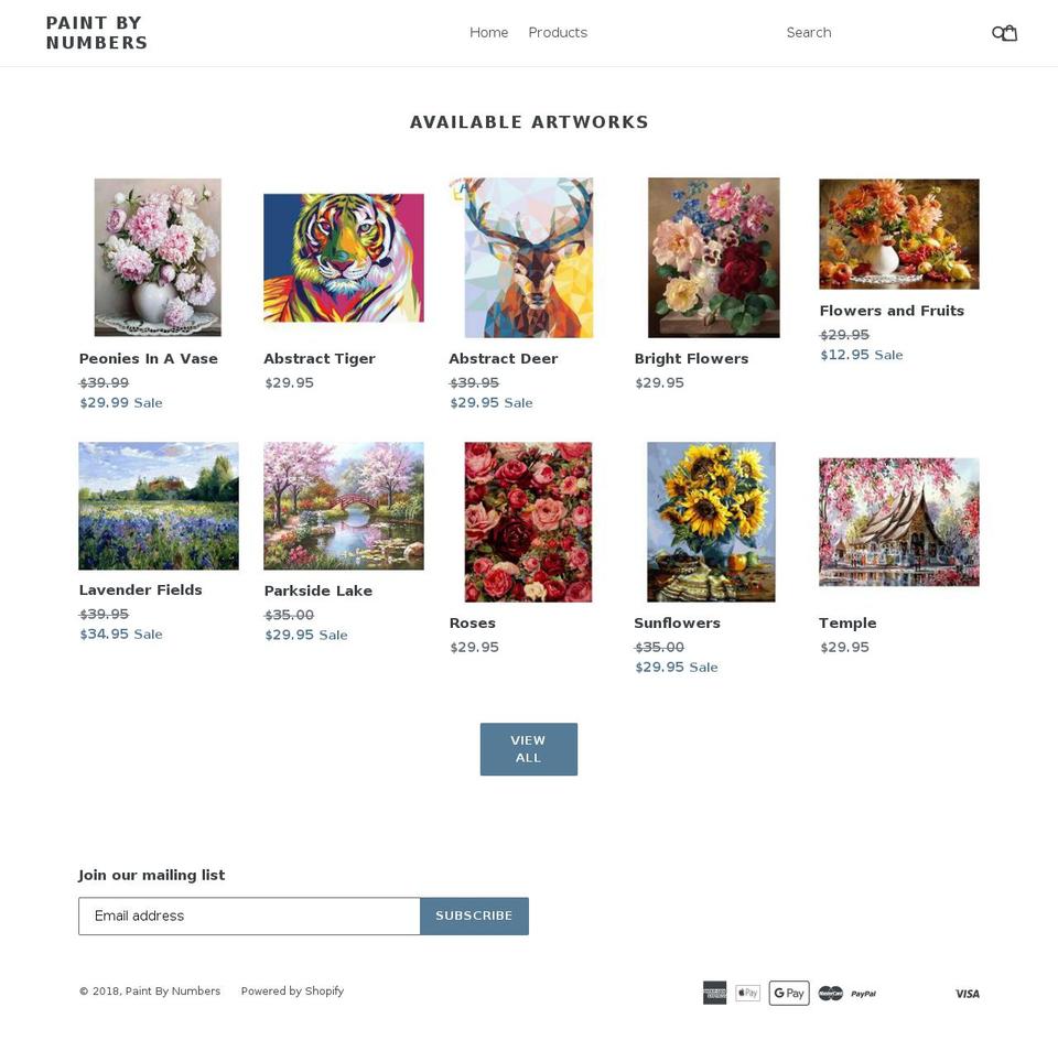 paintbynumber.org shopify website screenshot