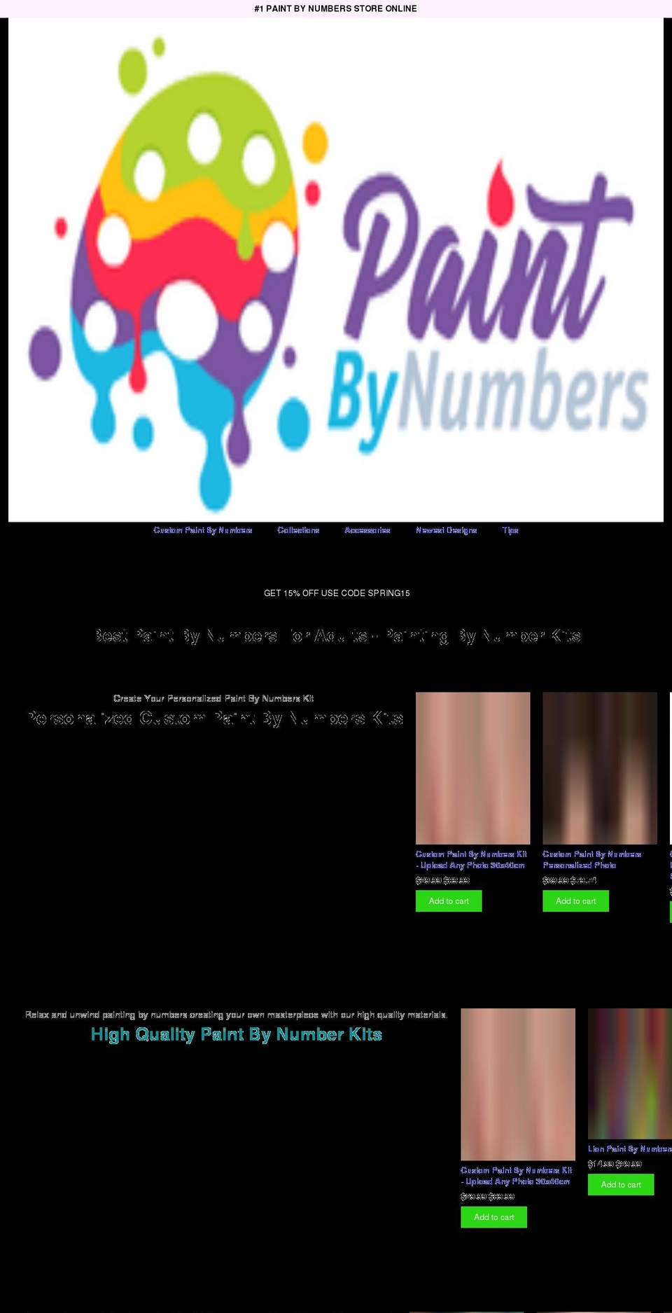 paintbynumbers.com shopify website screenshot