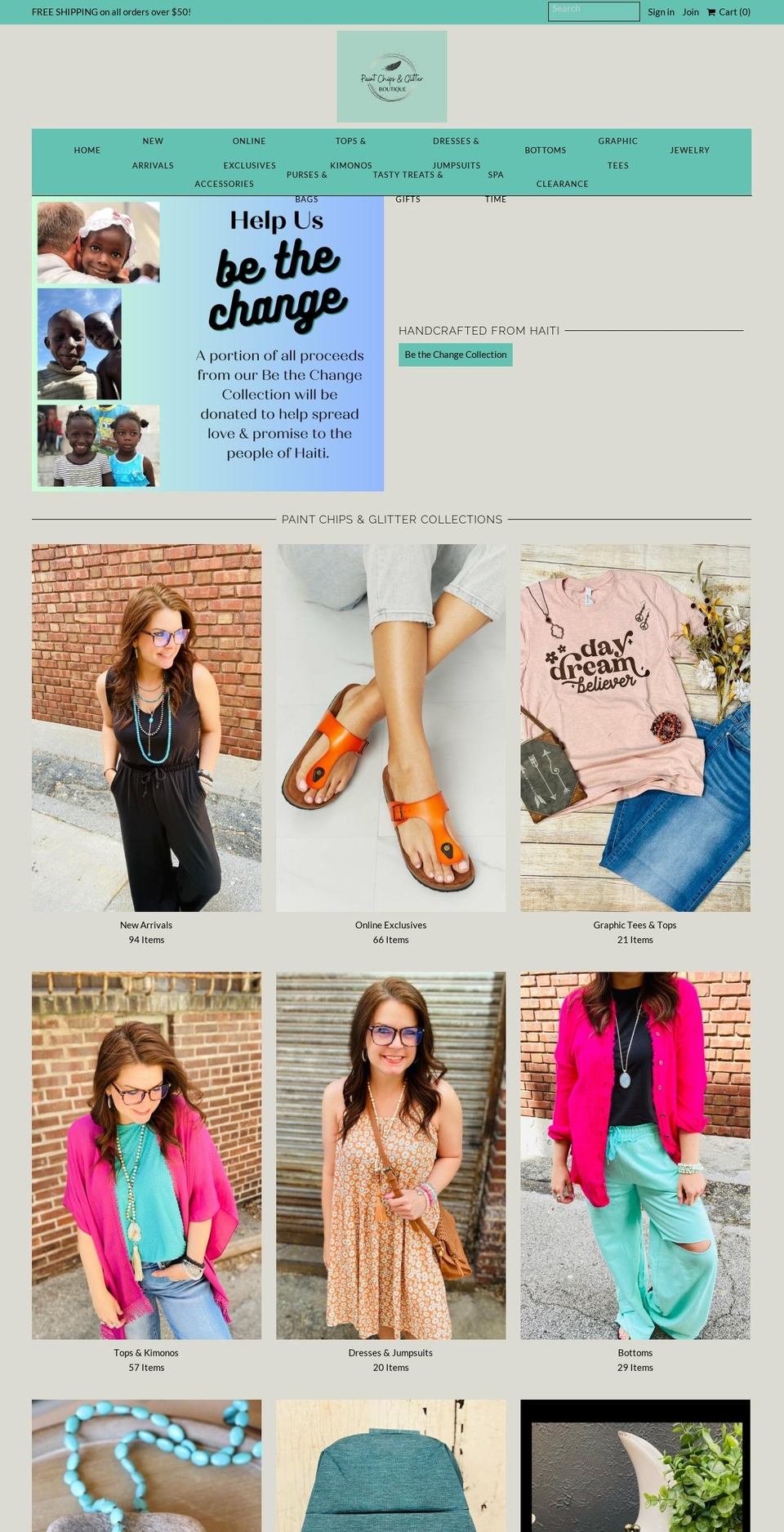 paintchipsandglitterboutique.com shopify website screenshot