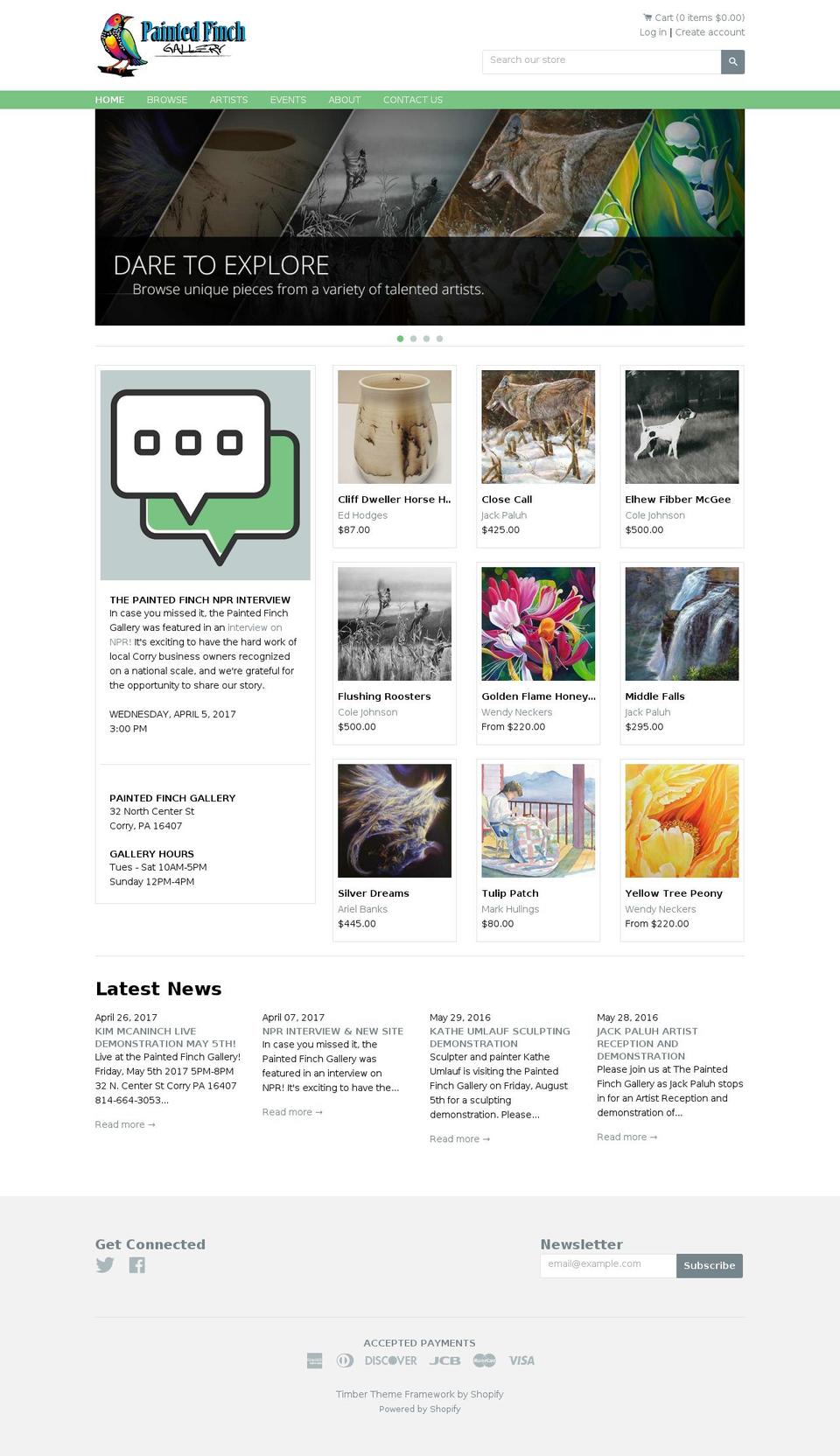 timber-2-2-2 Shopify theme site example paintedfinchgallery.mobi