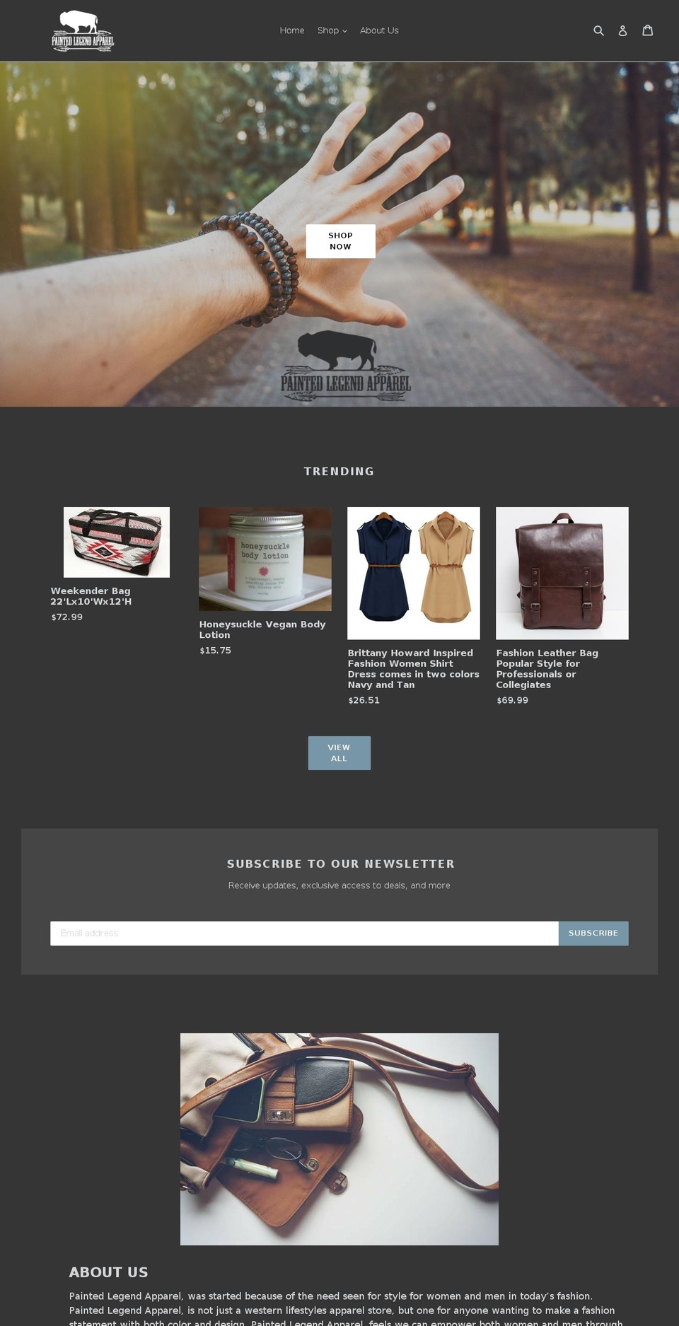 paintedlegendapparel.com shopify website screenshot