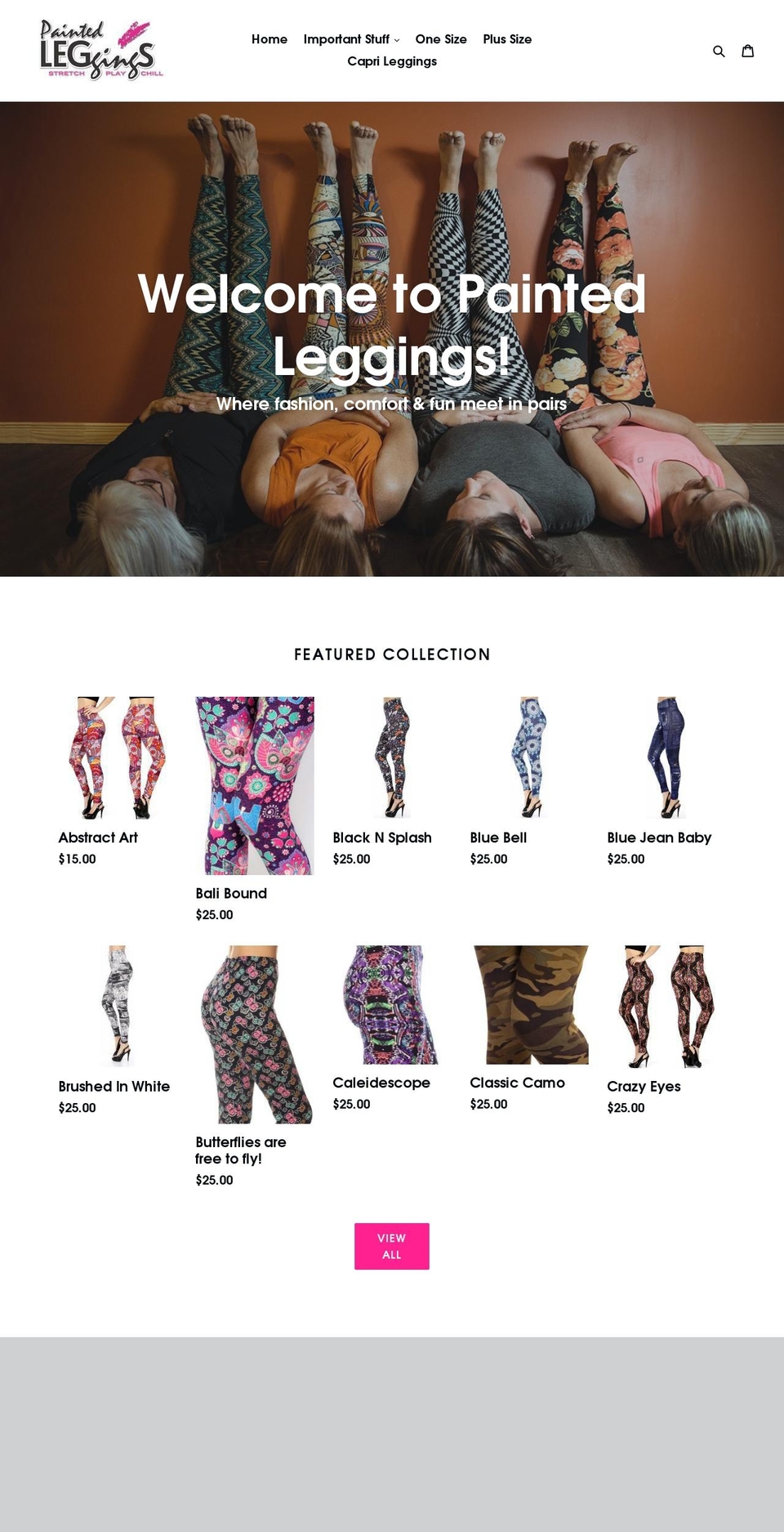 paintedleggings.com — Shopify storefront screenshot