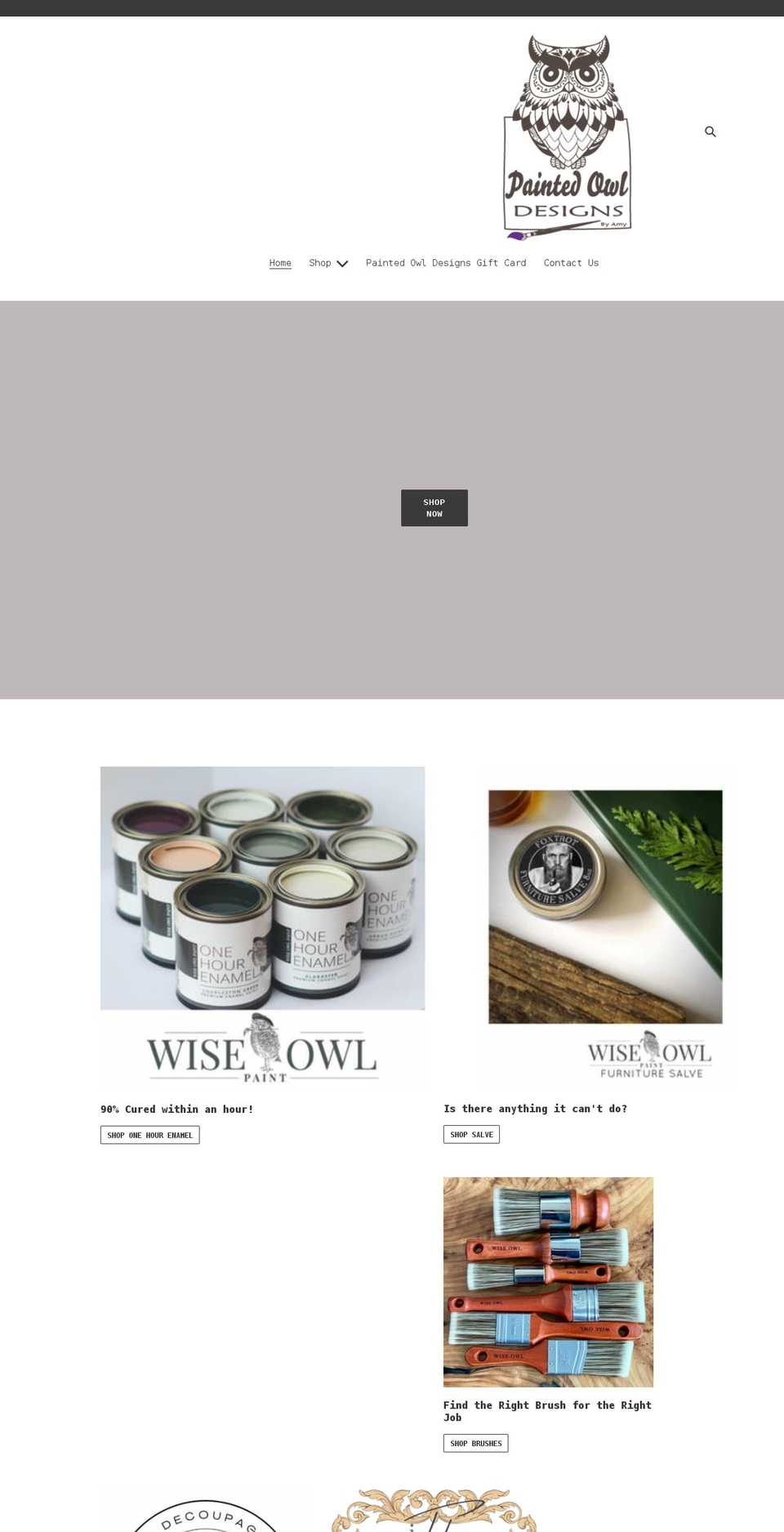 paintedowldesignsbyamy.com shopify website screenshot
