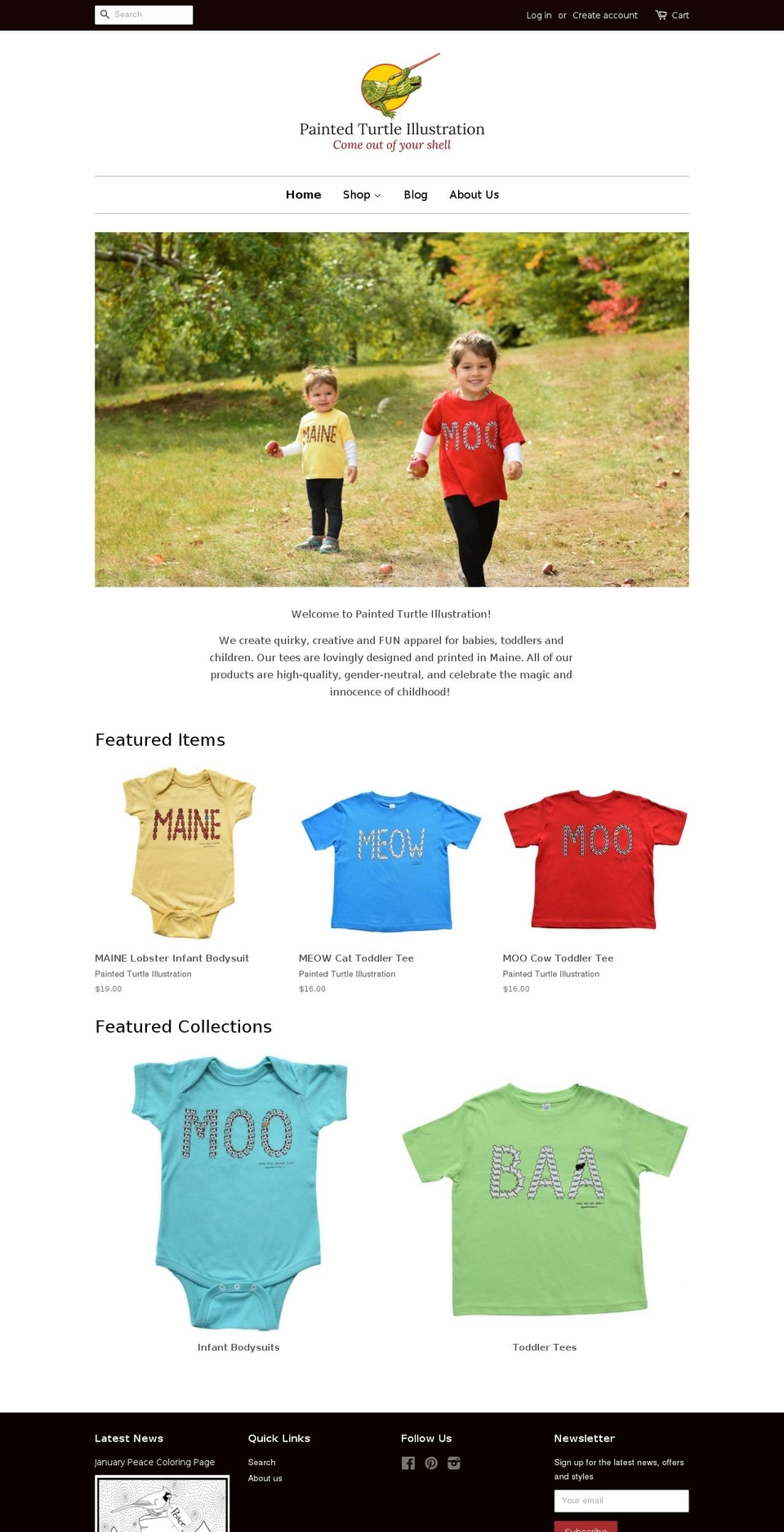 paintedturtleillustration.com shopify website screenshot