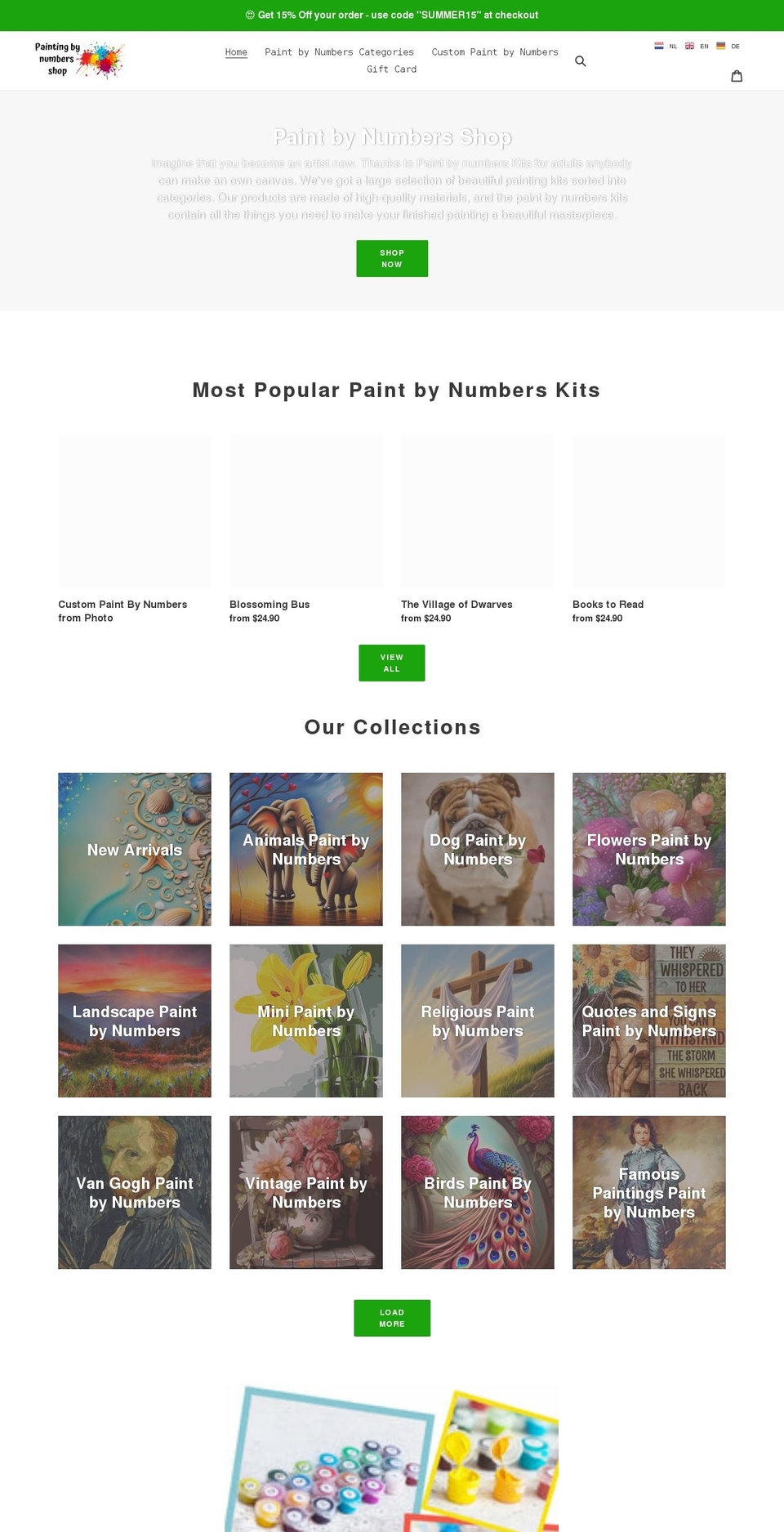 paintingbynumbersshop.com shopify website screenshot