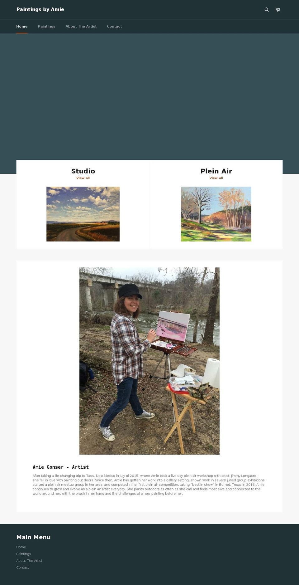 paintingsbyamie.com shopify website screenshot
