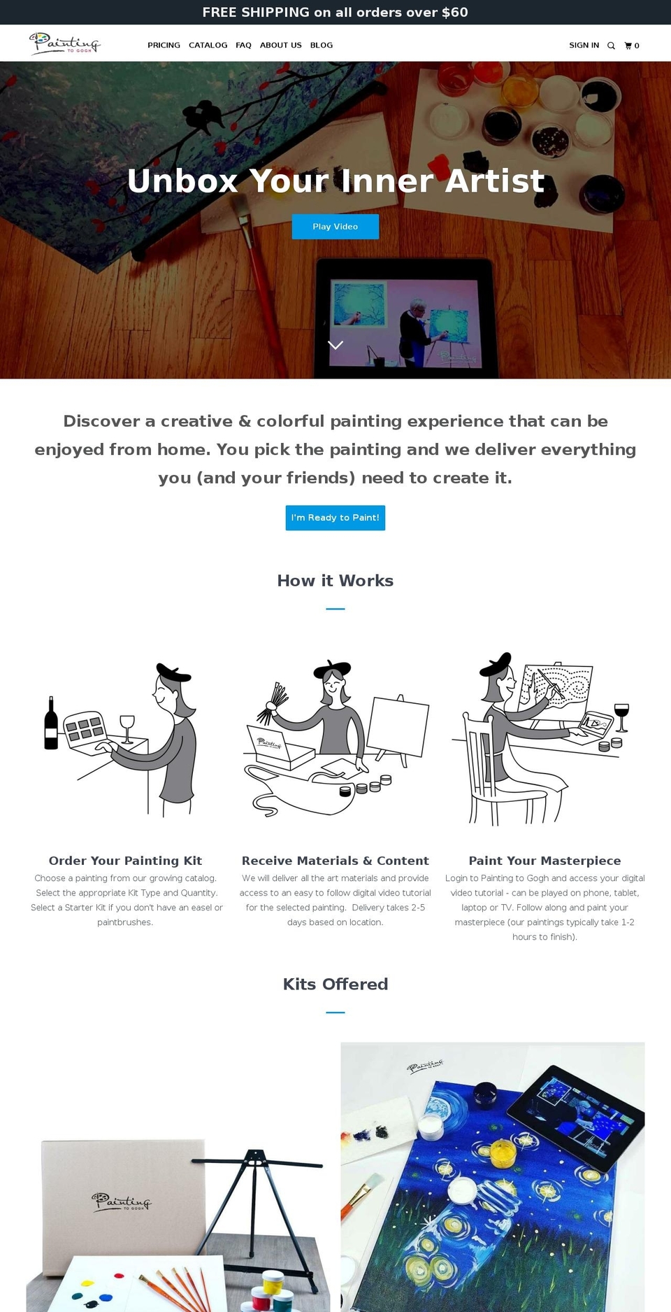 paintingtogogh.com shopify website screenshot