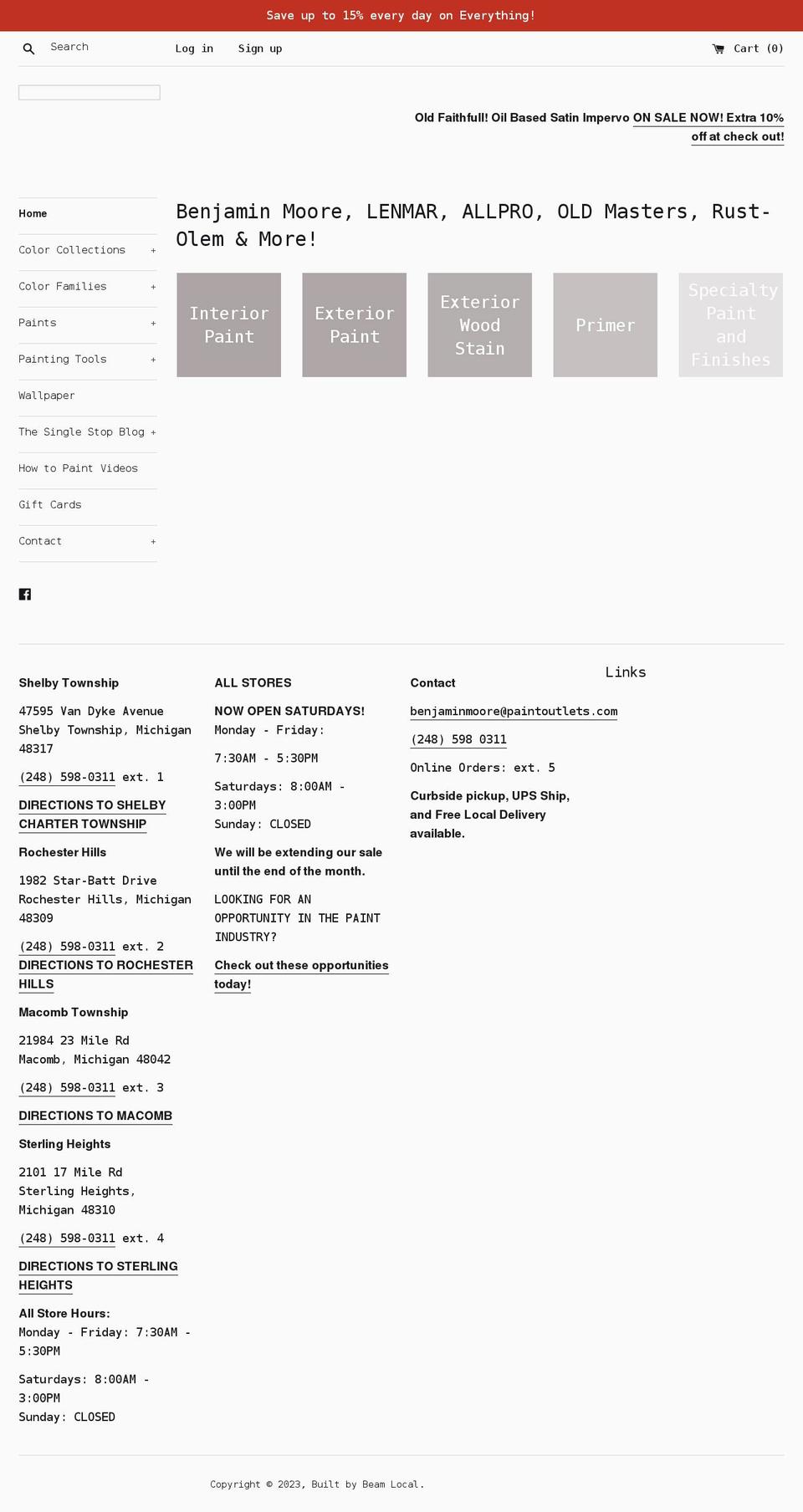 Benjamin moore Shopify theme site example paintoutlets.com
