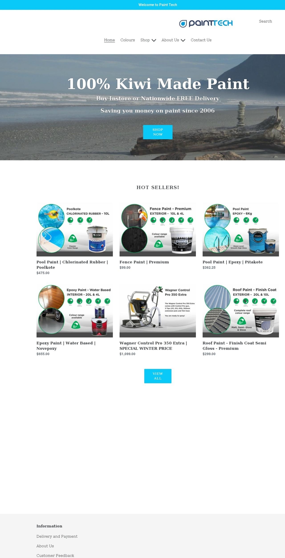 painttech.co.nz shopify website screenshot