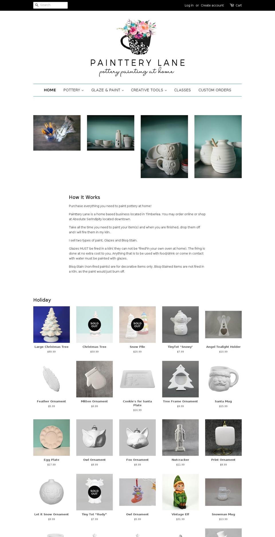 paintterylane.com — Shopify storefront screenshot
