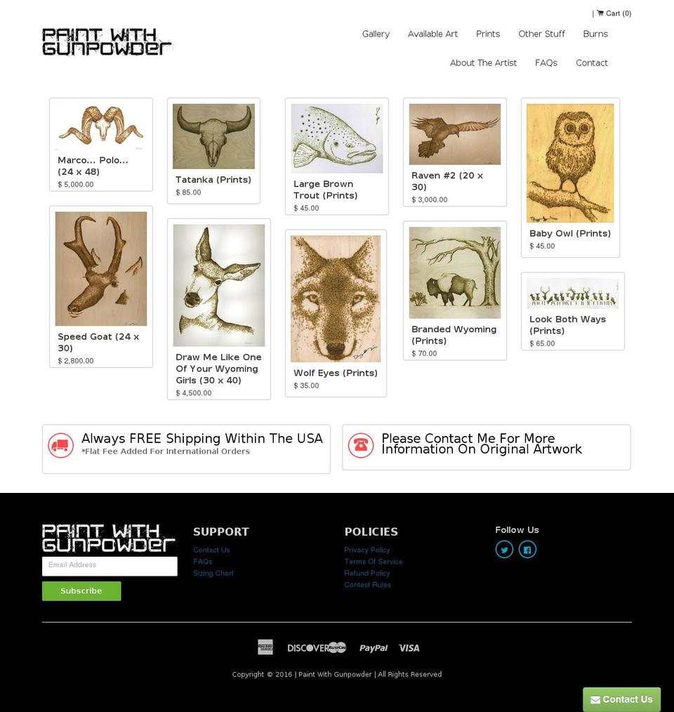paintwithgunpowder.com shopify website screenshot