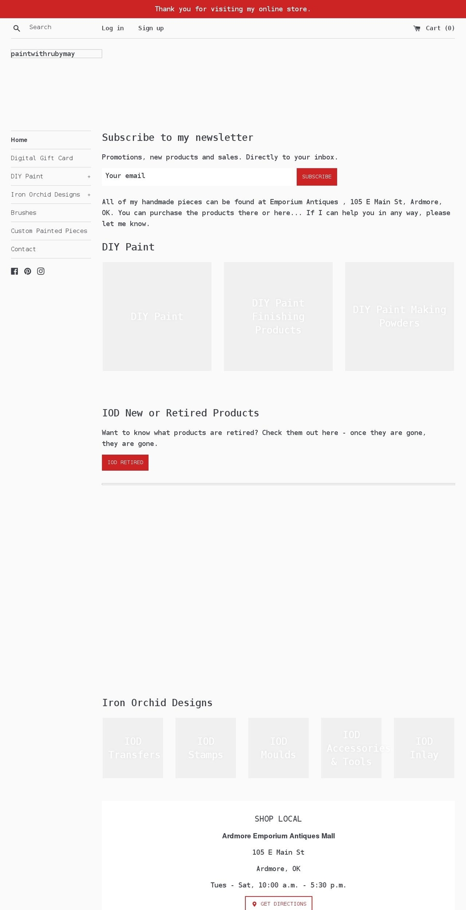 paintwithrubymay.com shopify website screenshot