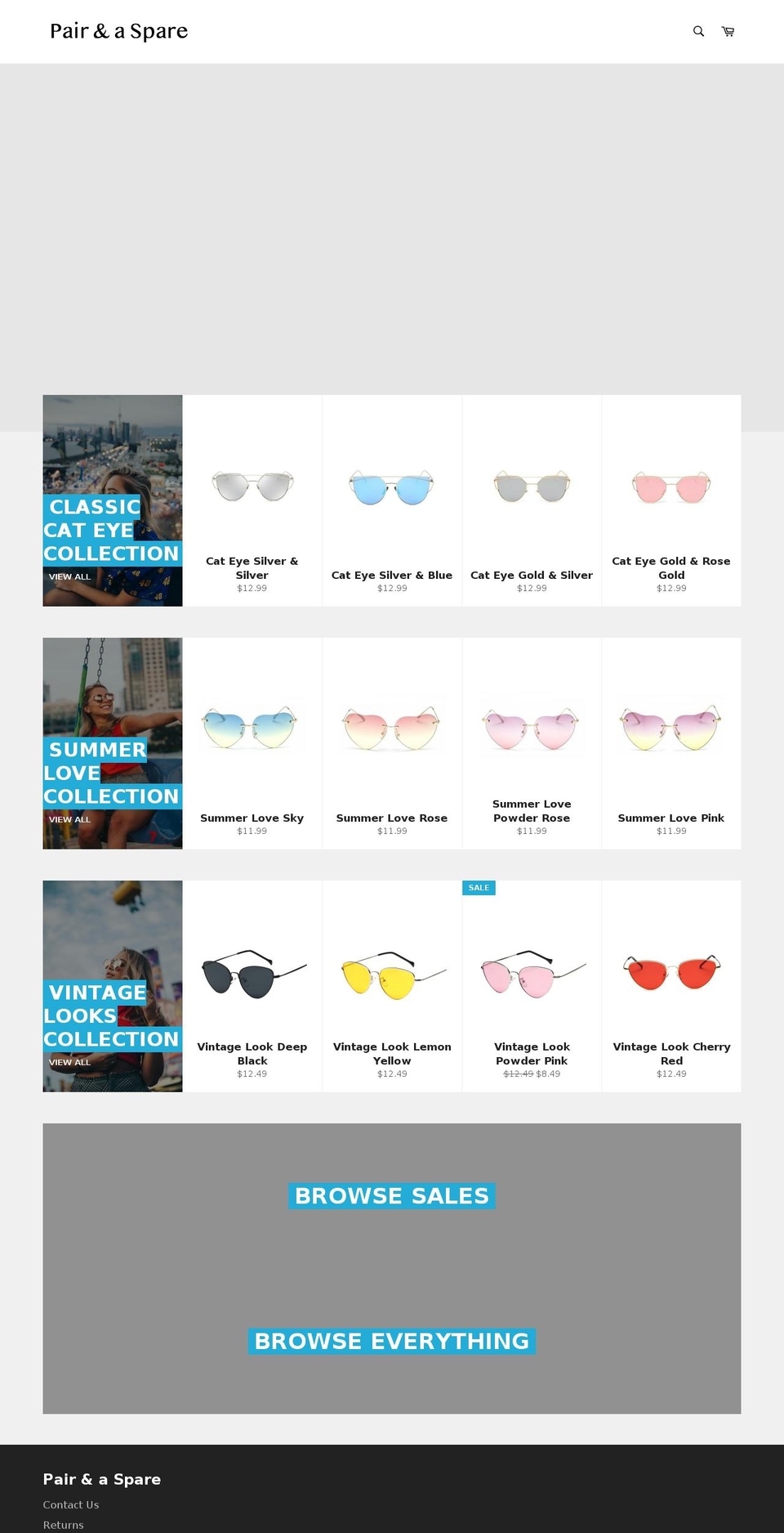 pairandaspare.com — Shopify storefront screenshot
