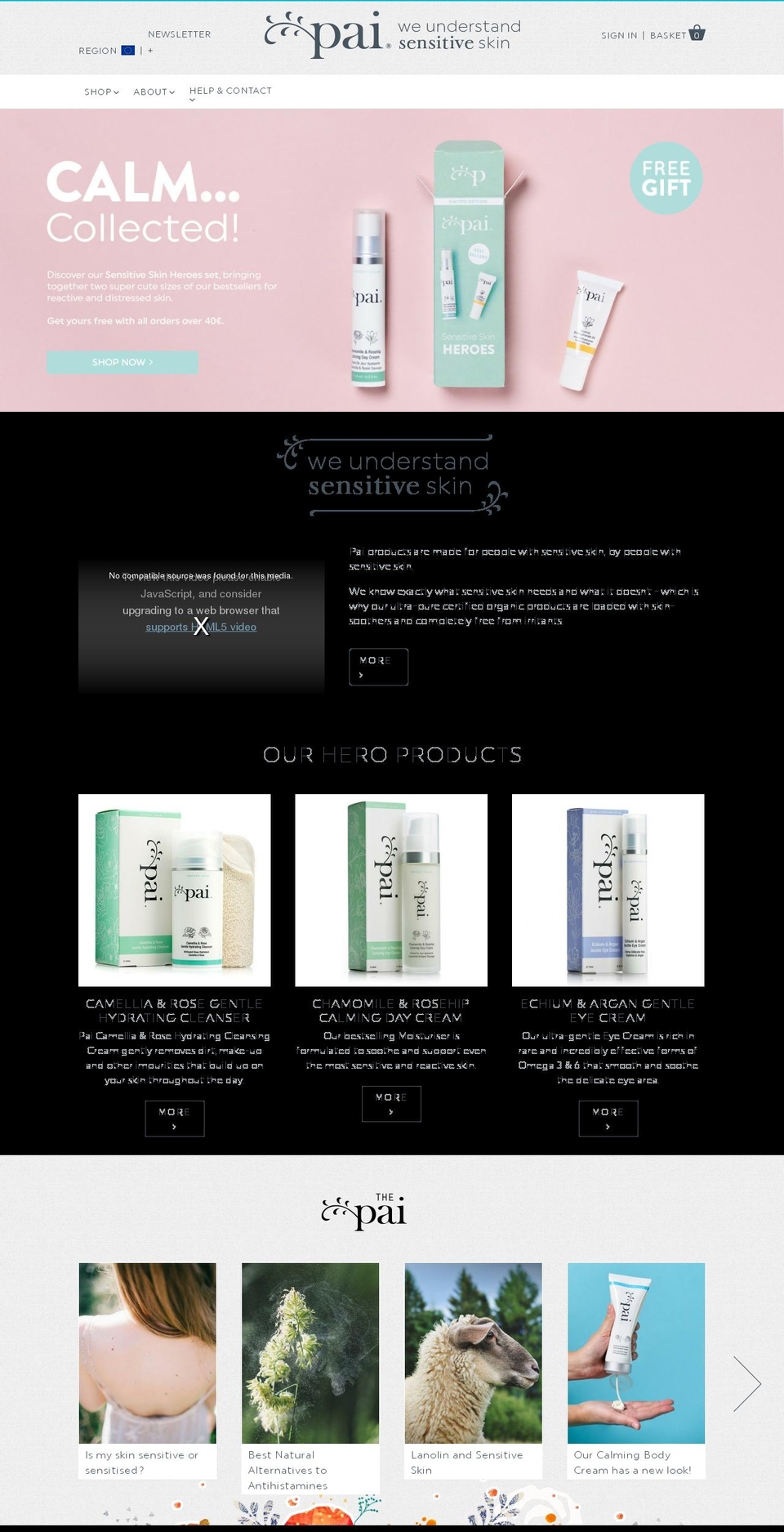 paiskincare.ie shopify website screenshot