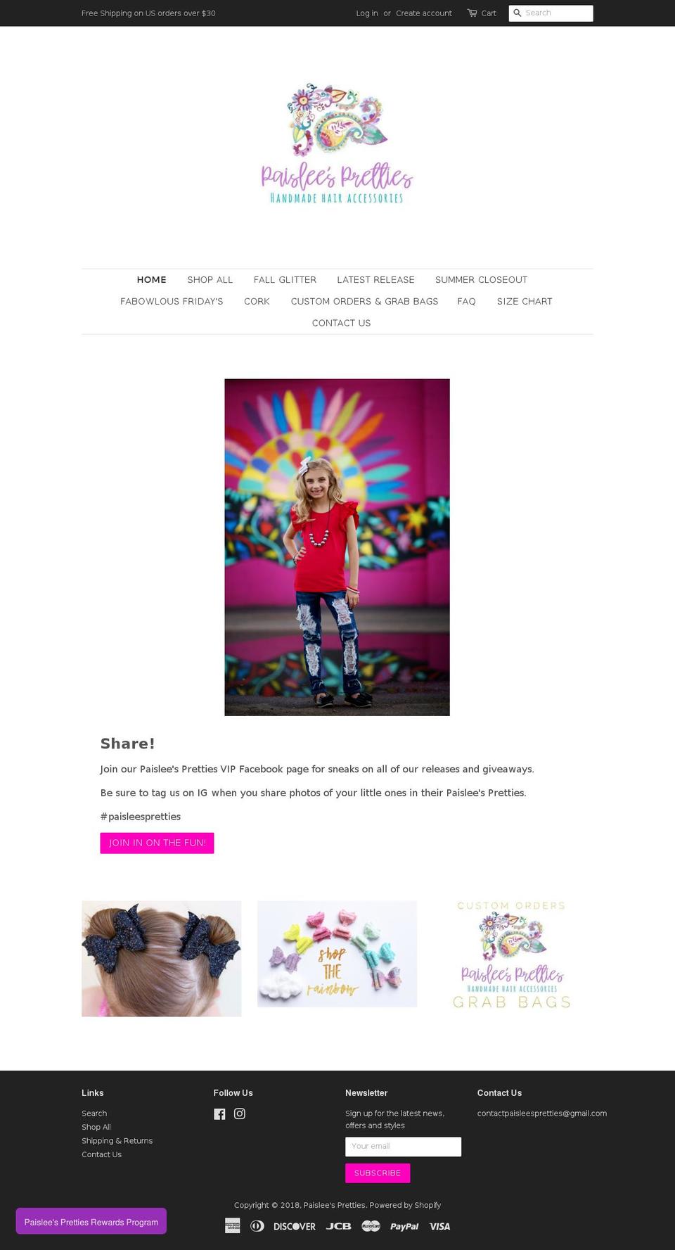 paisleespretties.com — Shopify storefront screenshot