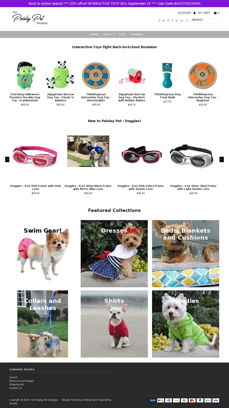 paisleypet.net shopify website screenshot