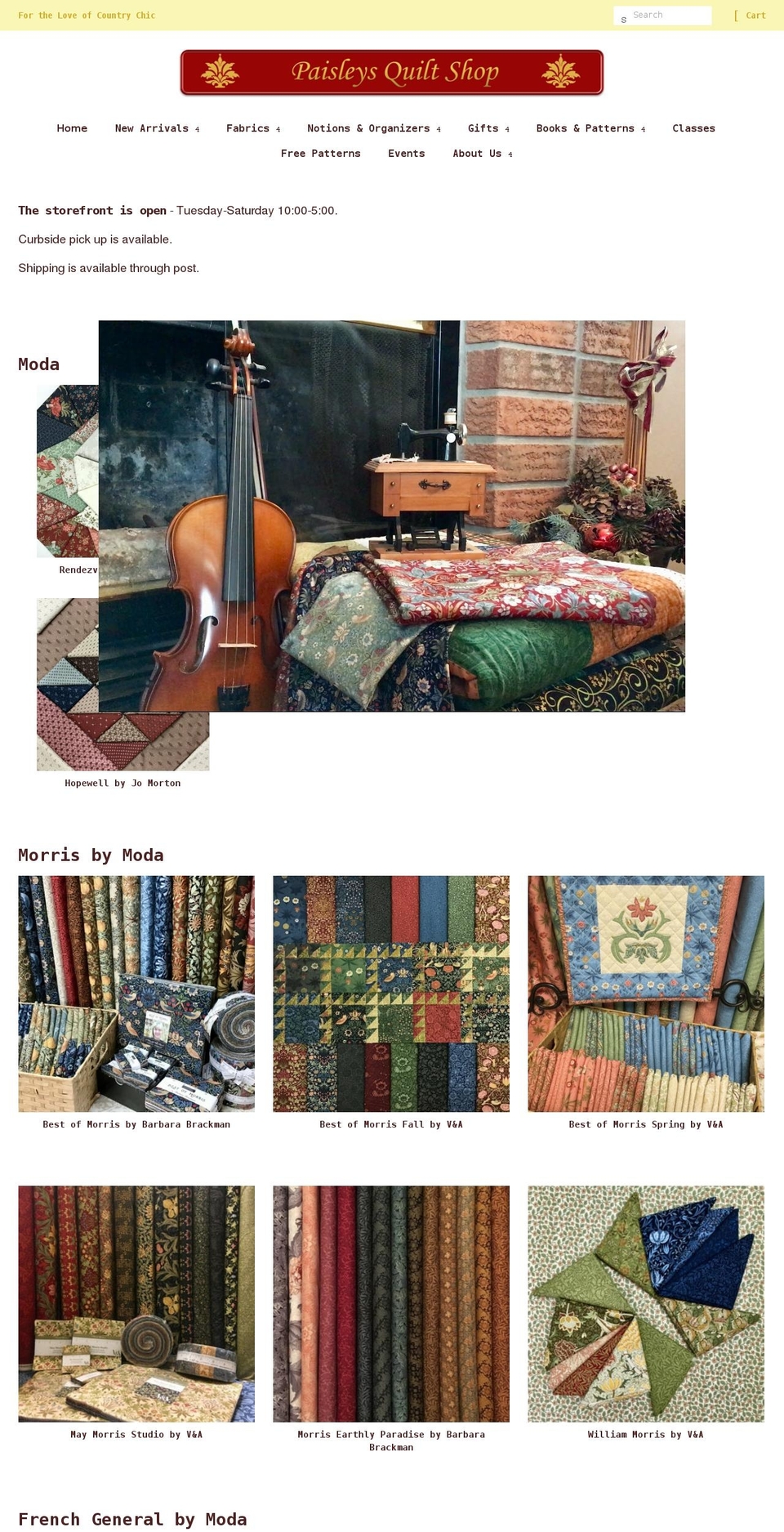paisleysquiltshop.com — Shopify storefront screenshot