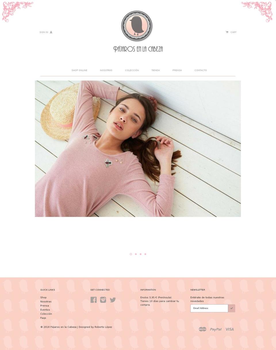 pajarosenlacabeza-shop.es shopify website screenshot