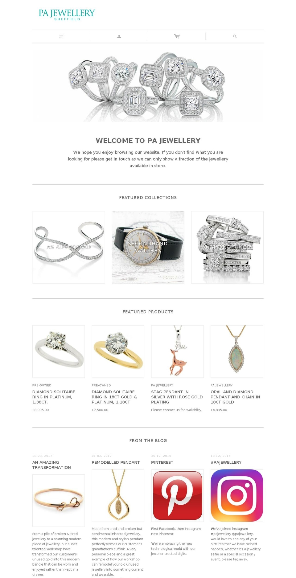 pajewellery.com shopify website screenshot