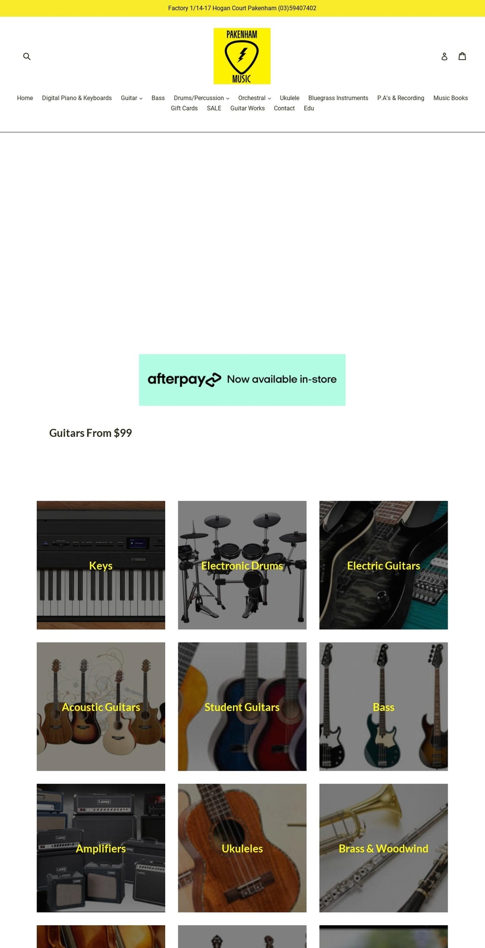 pakenhammusic.com.au shopify website screenshot