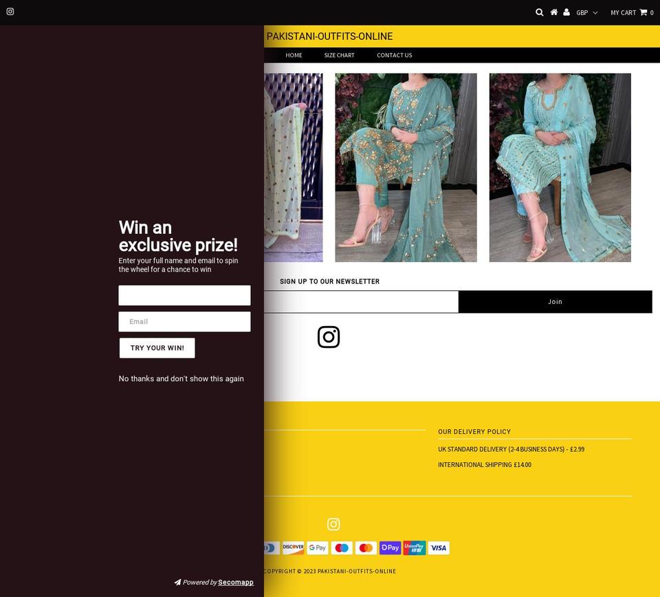 pakistanioutfitsonline.co.uk shopify website screenshot