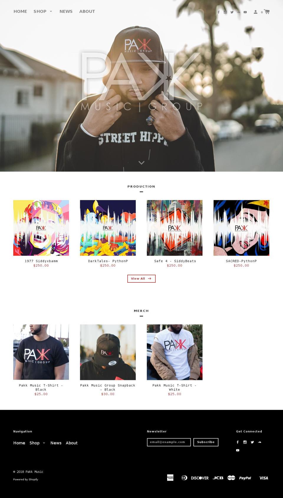 pakkmusic.com — Shopify storefront screenshot