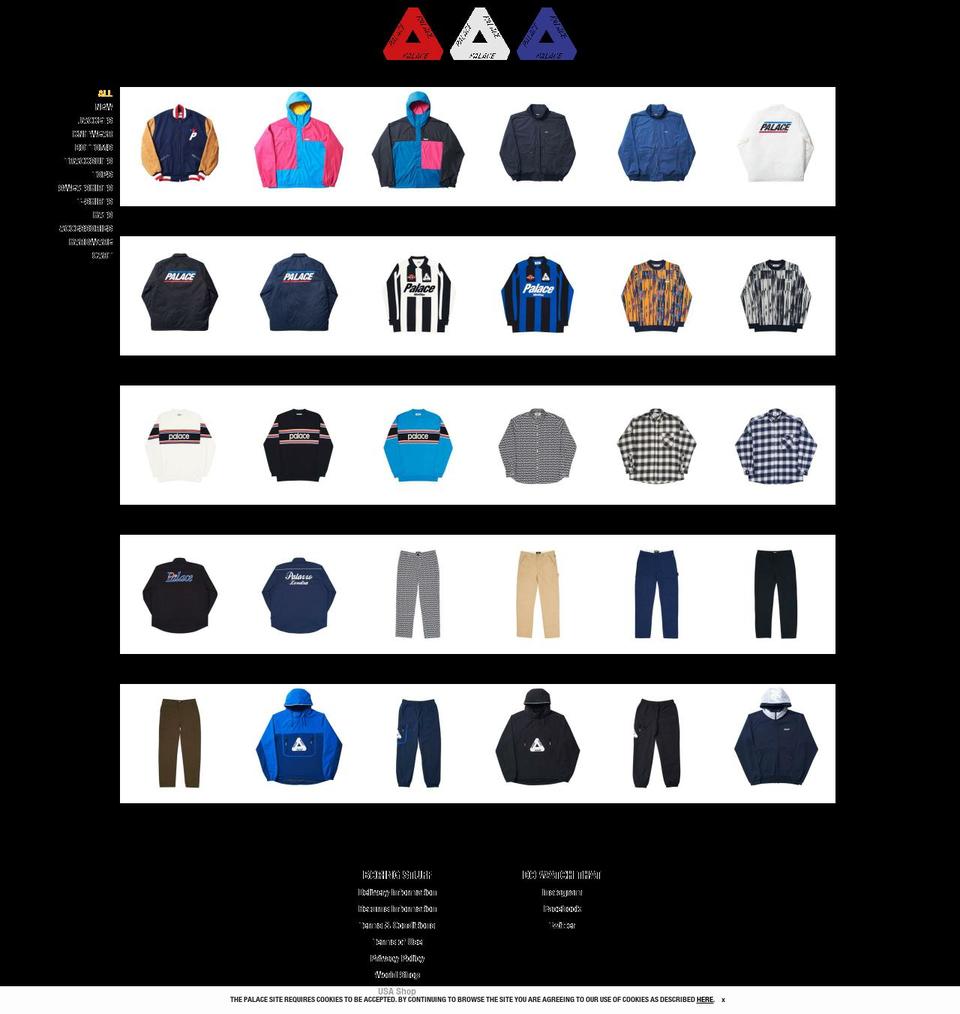 palace-store.com shopify website screenshot