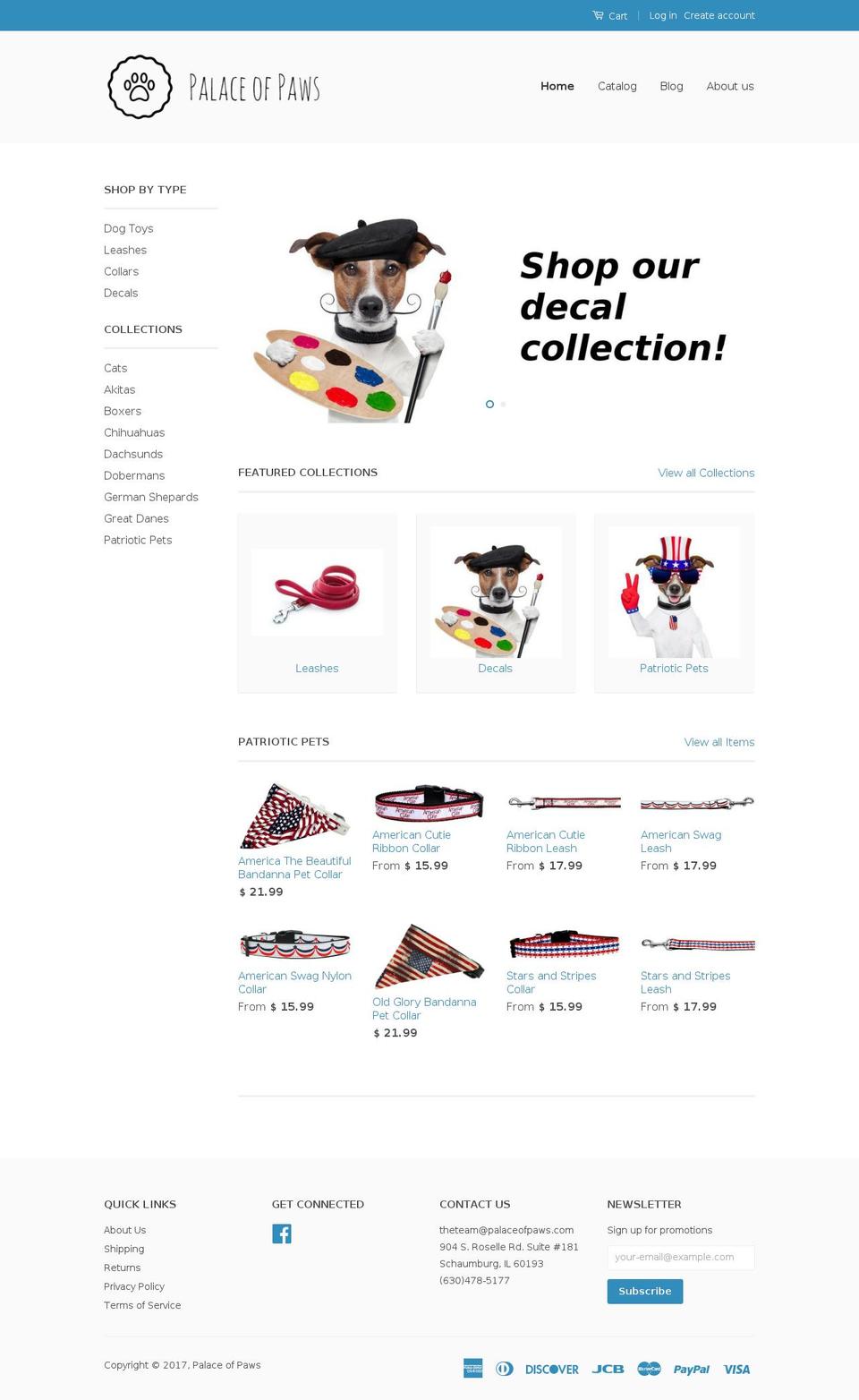 palaceofpaws.com shopify website screenshot