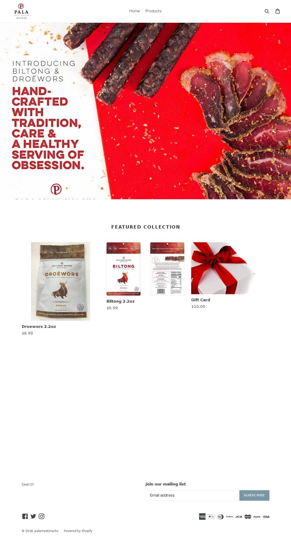 palameatsnacks.com — Shopify storefront screenshot