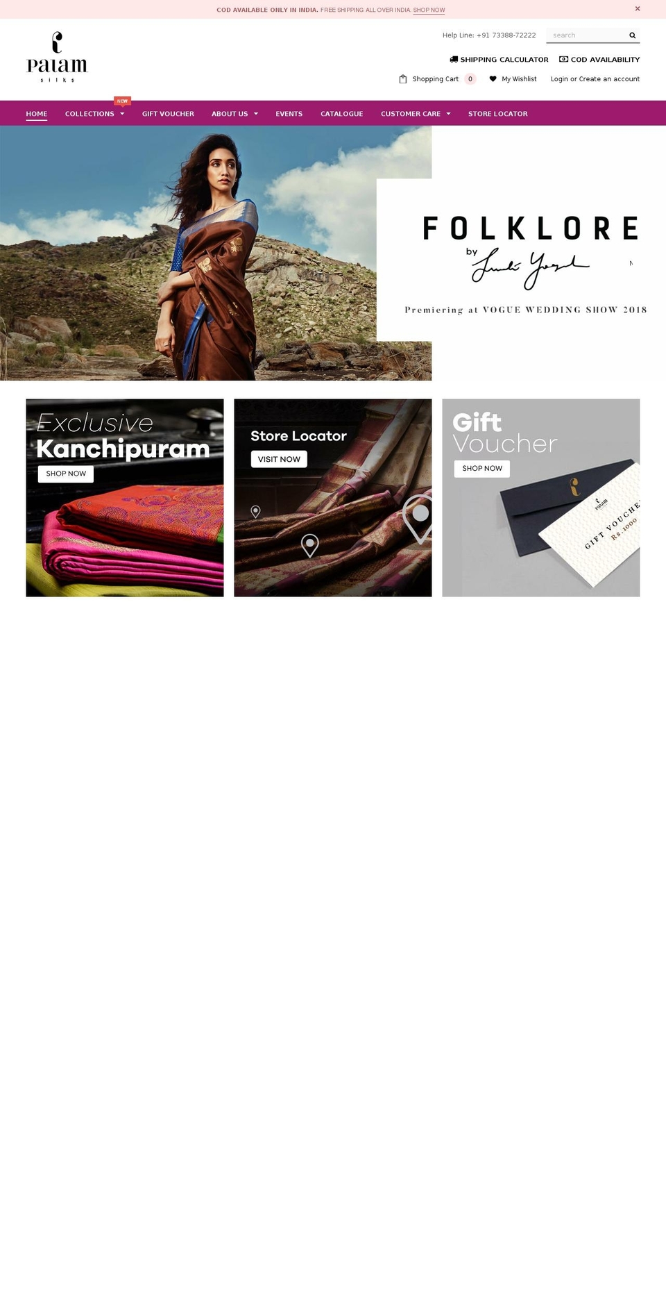 palamsilk.com — Shopify storefront screenshot
