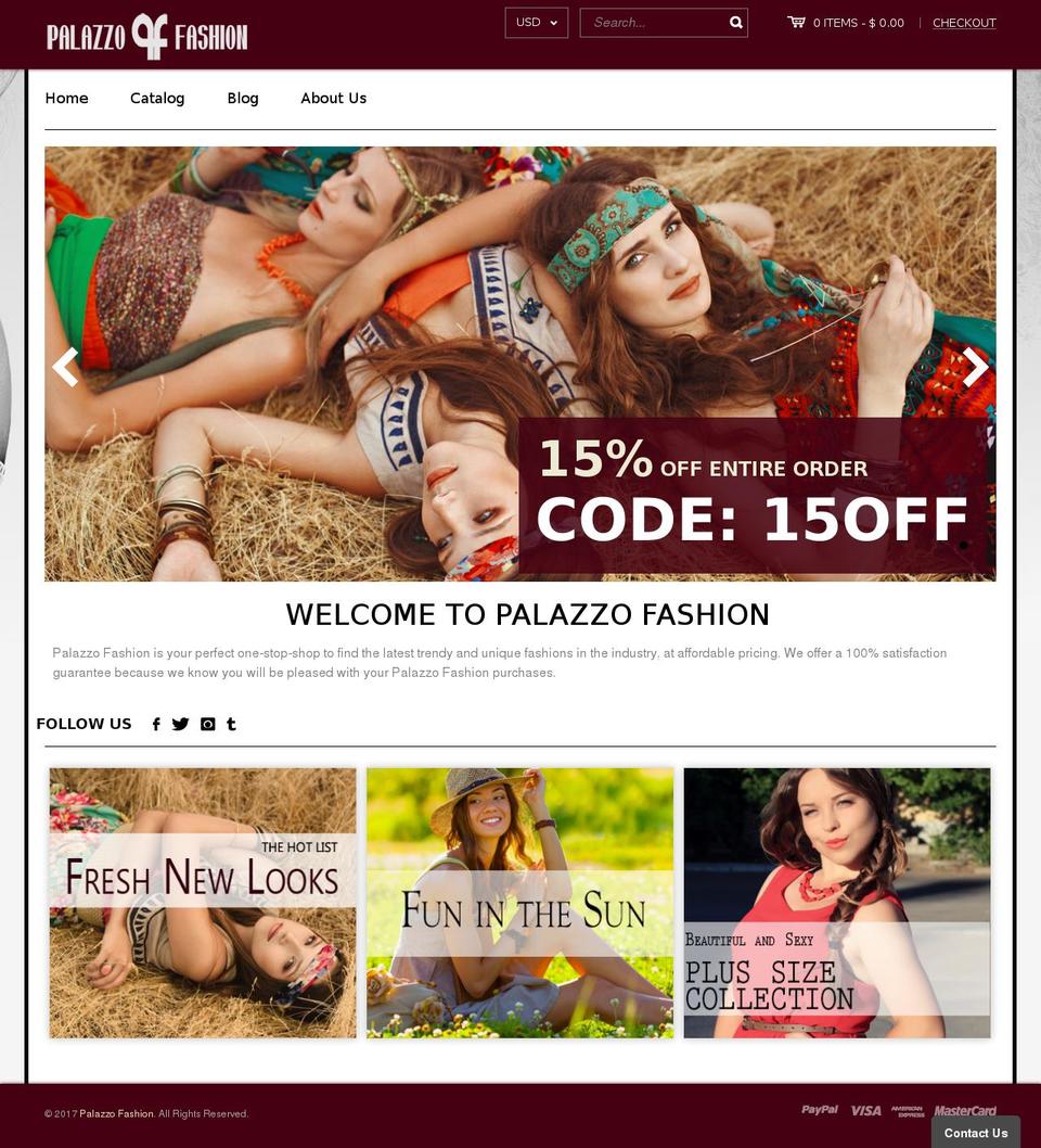 palazzofashion.com shopify website screenshot