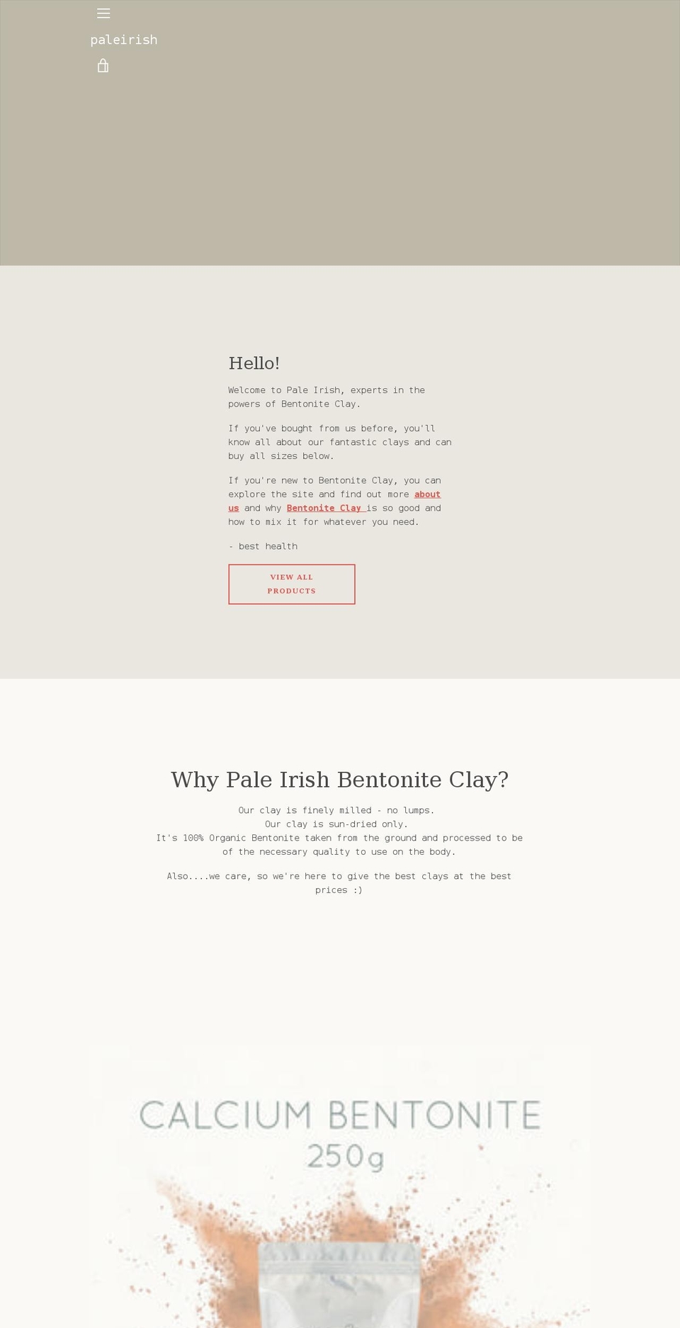 paleirish.com shopify website screenshot