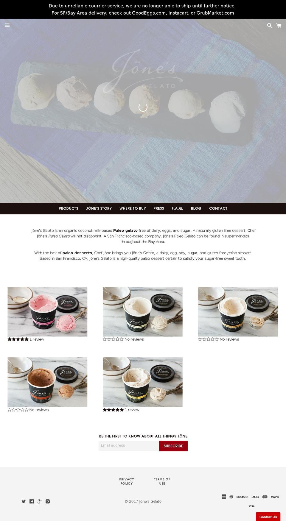 paleo-gelato.com shopify website screenshot