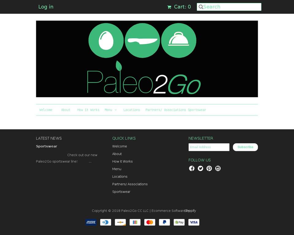paleo2gocc.com — Shopify storefront screenshot